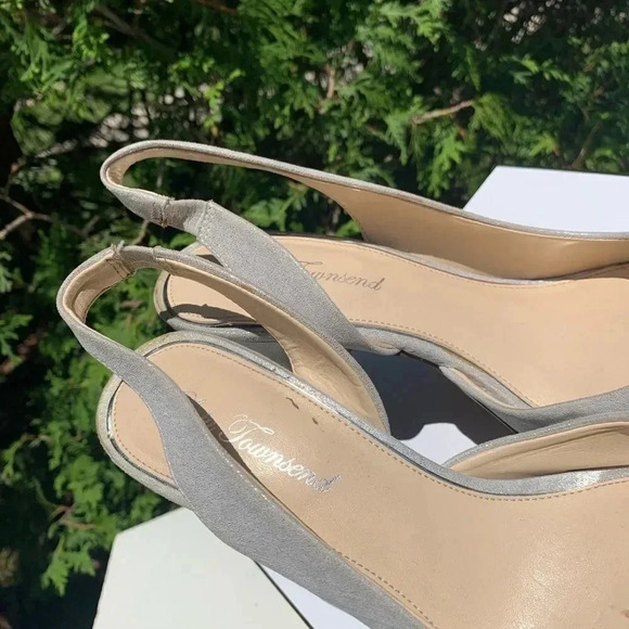 Lulu Townsend Silver PeepToe Canvas Slingback Heel - Picture 4 of 8